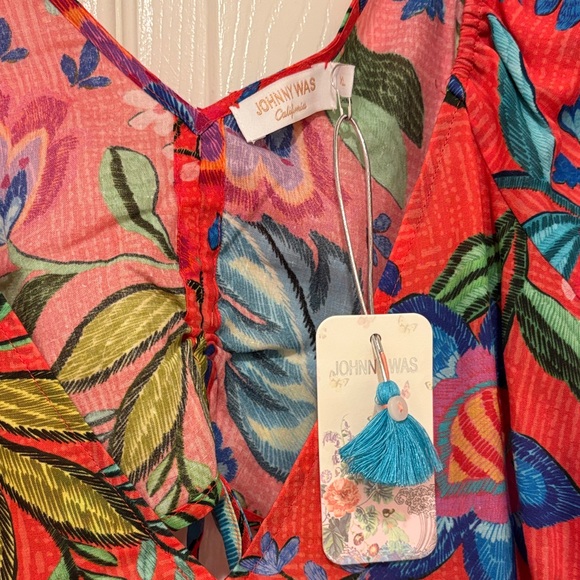 Johnny Was Red and Blue Floral Maxi Dress Brand New - Picture 4 of 8